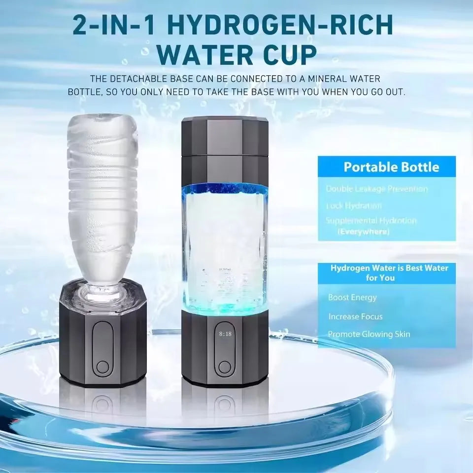 2025 New Upgrade 10000PPB Hydrogen Water Bottle Seven Colorful Light Hydrogen Water Generator with Pressure Relief Valve