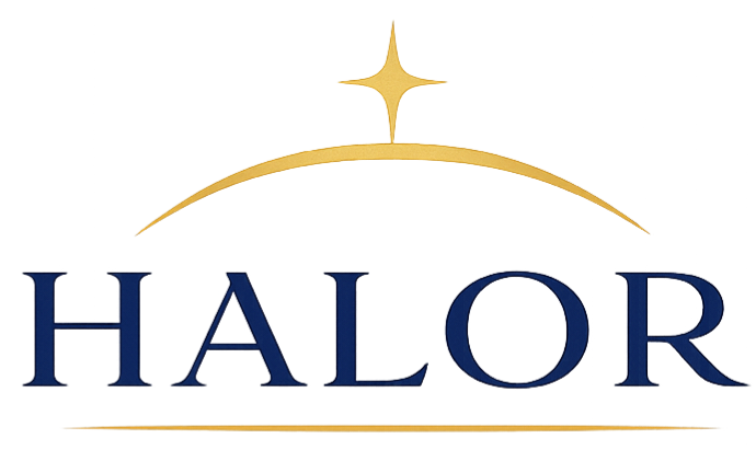 HALOR logo with a star above the text on a white background